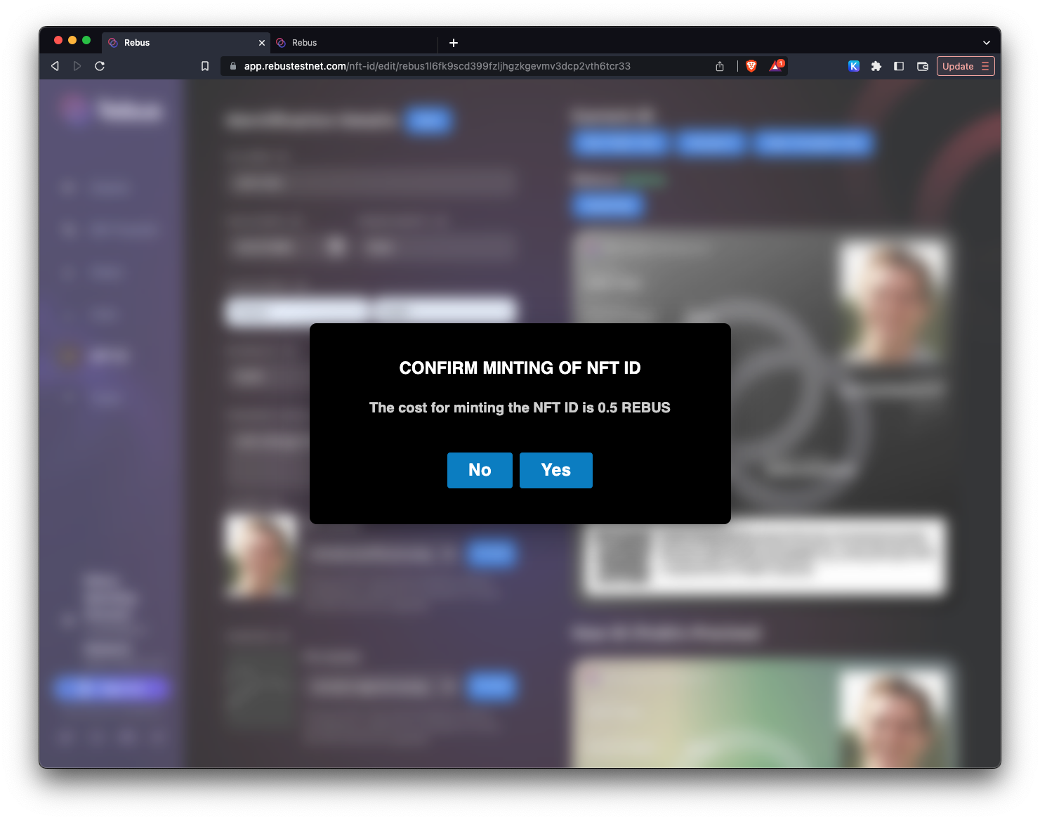 Confirm the update on the confirmation modal